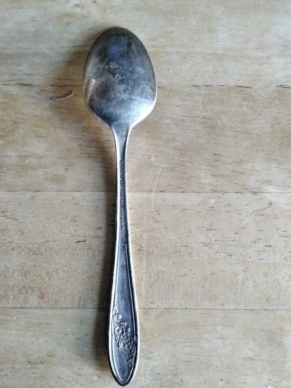 Vintage Silver-Tone Decorative Table Spoon - Silver